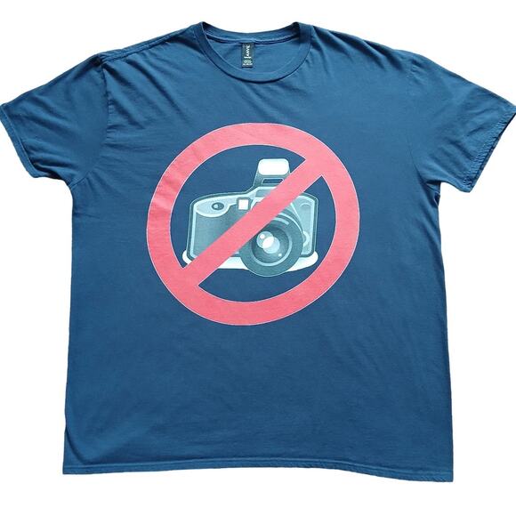Anvil Other - No Photography Please Tee Men's 2XL dark blue 100% cotton retro camera unisex
